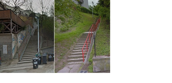 The photo for Schody Břidličná-Vápencová-Na Kavčích horách: nájezdy či koleje pro tlačení kola.